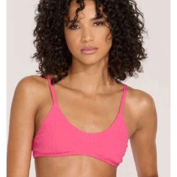 Solid & Striped Orchid The Rachel Solid Rib Bikini Top Swim L NWT - Picture 2 of 6